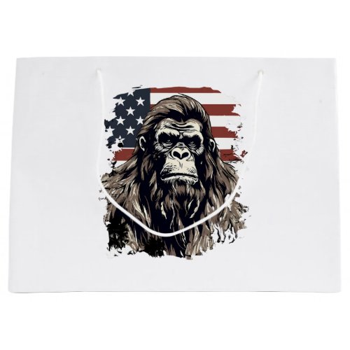 Bigfoot American Flag Patriotic Art Patriotic Sasq Large Gift Bag