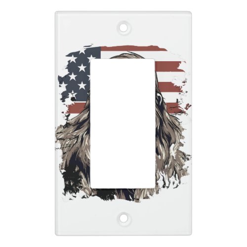 Bigfoot American Flag Patriotic Art Patriotic Sasq Light Switch Cover