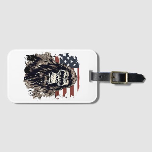 Bigfoot American Flag Patriotic Art Patriotic Sasq Luggage Tag