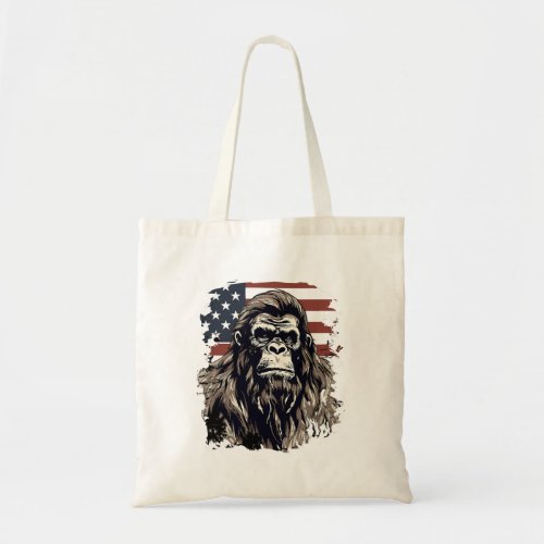 Bigfoot American Flag Patriotic Art Patriotic Sasq Tote Bag
