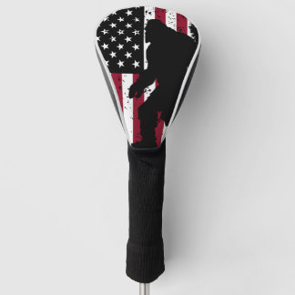 Bigfoot American Flag Patriotic Sasquatch Golf Head Cover