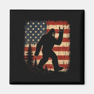 Bigfoot american flag patriotic sasquatch retro magnet