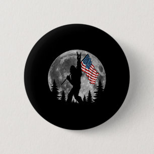 Bigfoot American Flag Sasquatch Patriotic 4th Of J Button