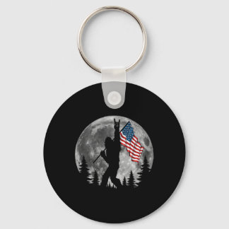 Bigfoot American Flag Sasquatch Patriotic 4th Of J Keychain