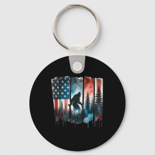 Bigfoot American Flag Sasquatch Patriotic 4th Of J Keychain