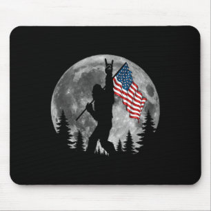 Bigfoot American Flag Sasquatch Patriotic 4th Of J Mouse Pad