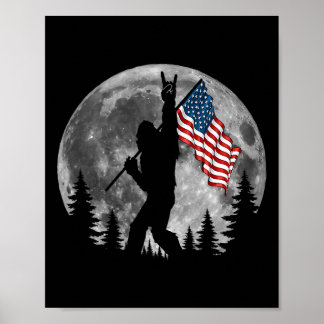 Bigfoot American Flag Sasquatch Patriotic 4th Of J Poster