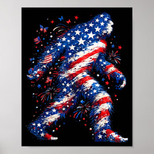 Bigfoot american flag sasquatch patriotic funny poster