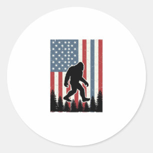 Bigfoot American Flag Vintage Vector Shirt Design_ Classic Round Sticker