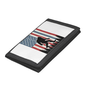 Bigfoot American Flag Vintage Vector Shirt Design_ Trifold Wallet