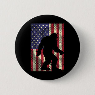Bigfoot American US Flag Memorial Day Sasquatch Pa Button