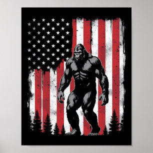 Bigfoot American Usa Flag Patriotic 4th Of July  Poster