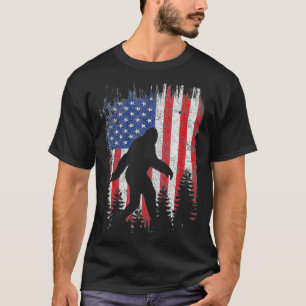 Bigfoot American USA Flag Patriotic 4th Of July T-Shirt