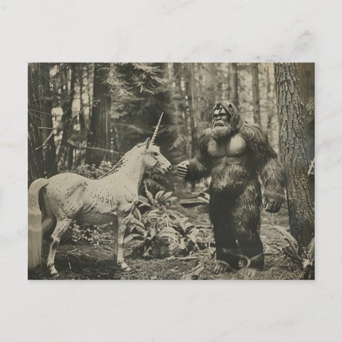 Bigfoot and a Unicorn Postcard