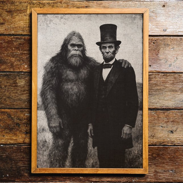 Bigfoot And Abraham Lincoln Vintage Wall Art Print (Creator Uploaded)
