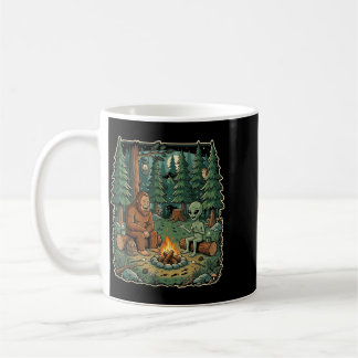 Bigfoot And Alien Campfire Funny Camping Cryptid Coffee Mug