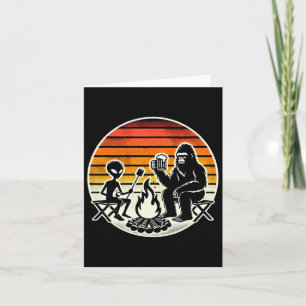 Bigfoot And Alien Camping Drinking Beer  Card