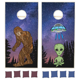 Bigfoot and Alien Ufology Cryptozoology  Cornhole Set