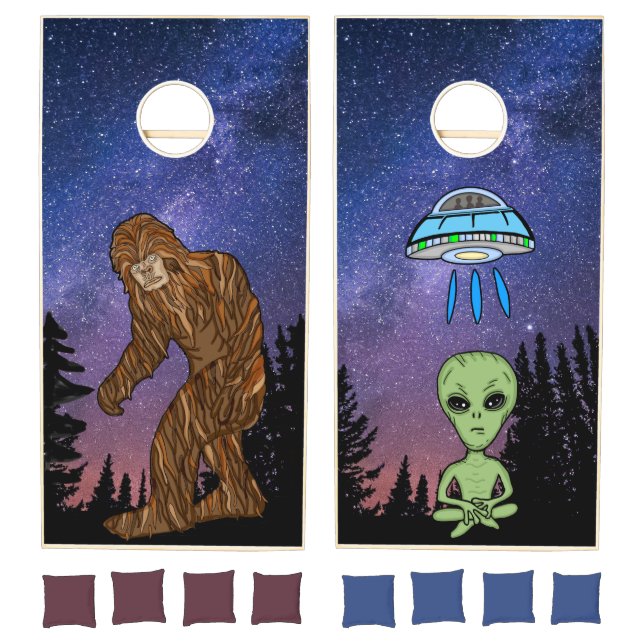 Bigfoot and Alien Ufology Cryptozoology  Cornhole Set (Set)