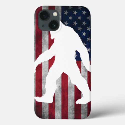 Bigfoot And American Flag  iPhone 13 Case