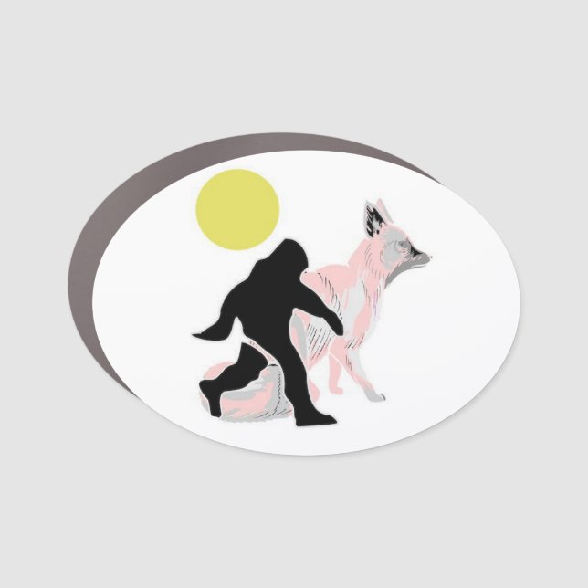Bigfoot and fox car magnet (Front)