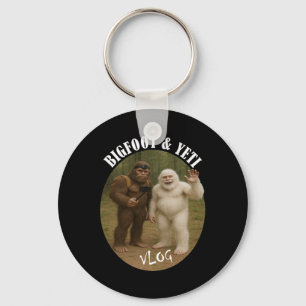 Bigfoot And Friend Vlog Funny Camping Hiking Selfi Keychain