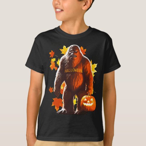 Bigfoot and Jack_O_Lantern for Halloween T_Shirt