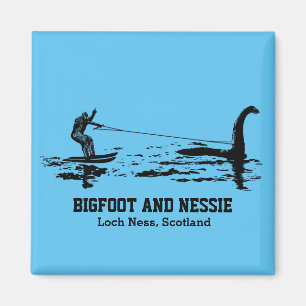 Bigfoot and Nessie Loch Ness Personalized Text Magnet