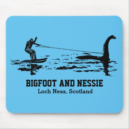Bigfoot and Nessie Loch Ness Personalized Text Mouse Pad