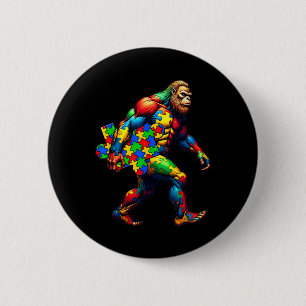 Bigfoot And Puzzle Piece Autism Awareness Day Auti Button