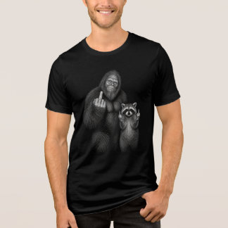 Bigfoot and Raccoon Middle Finger Tri-Blend Shirt