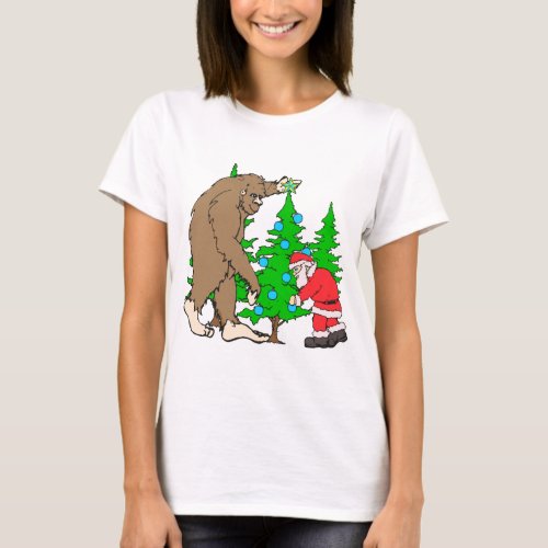 Bigfoot and Santa Christmas T_Shirt