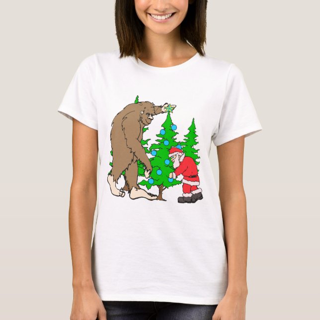 Bigfoot and Santa Christmas T-Shirt (Front)