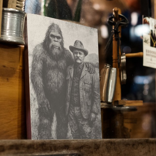 Bigfoot And Teddy Roosevelt Wall Art Poster (Imagine Bigfoot and Teddy Roosevelt hanging out! Teddy even wrote about a trapper's Bigfoot sighting)