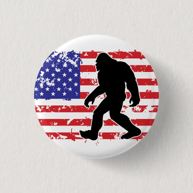 Bigfoot and the American Flag Button (Front)