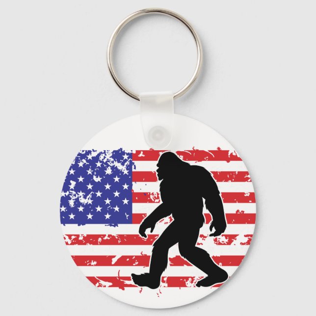 Bigfoot and the American Flag Keychain (Front)