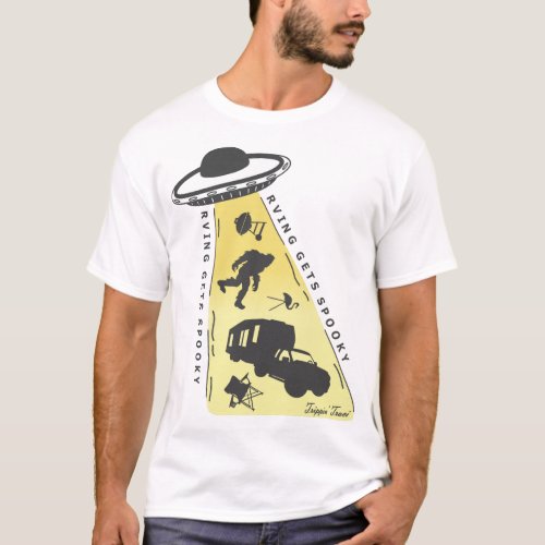 Bigfoot and UFO Attack Fifth Wheel Camper RV T_Shirt