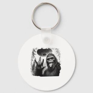 Bigfoot And Ufo Bigfoot Rock On - Hiking And Campi Keychain
