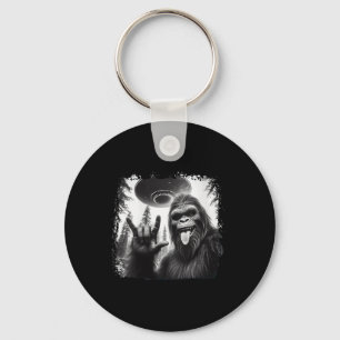 Bigfoot And Ufo Bigfoot Rock On - Hiking And Campi Keychain