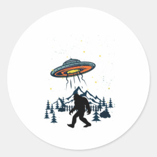 Bigfoot and  UFO Conspiracy Pals Night & Nature Classic Round Sticker