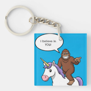 Bigfoot and Unicorn Believe in You Keychain