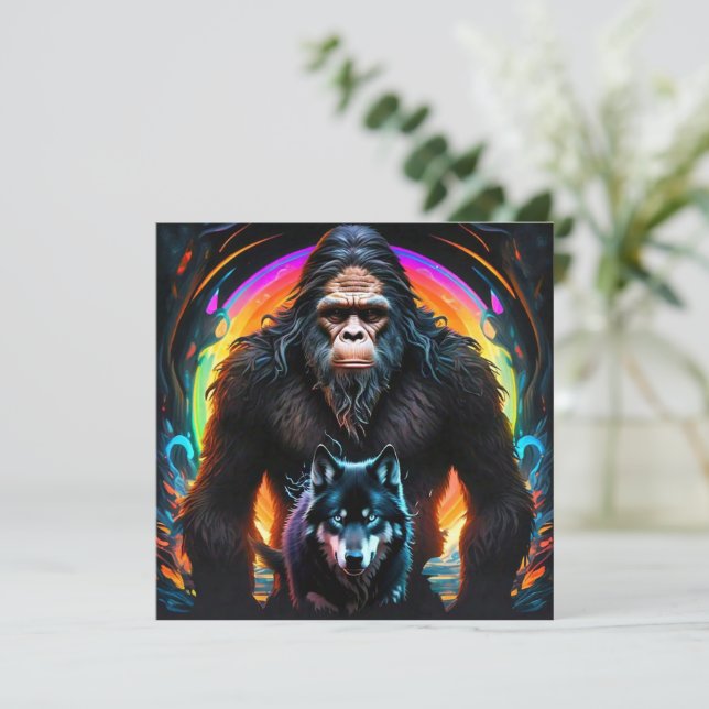 Bigfoot and Wolf Portal Card (Standing Front)