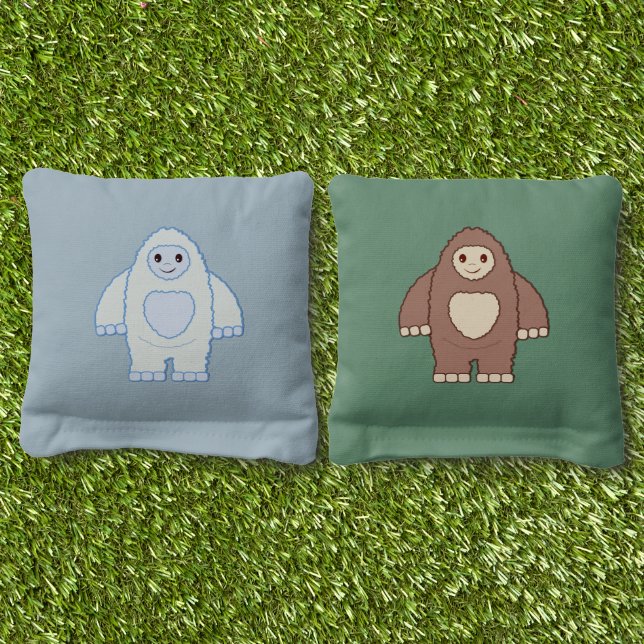 Bigfoot and Yeti Cornhole Bags (Grass)