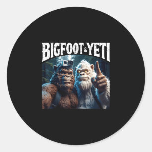 Bigfoot and yeti selfie funny camping hiking gift classic round sticker