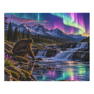 Bigfoot Aurora Waterfall Faux Wrapped Canvas 2