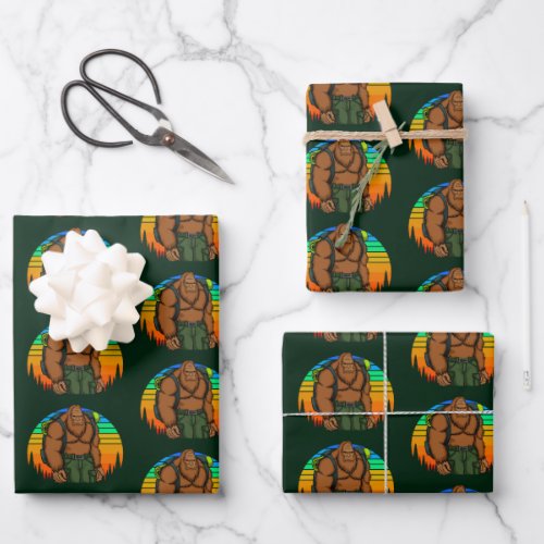 Bigfoot Backpack Hiking Adventure Funny Wrapping Paper Sheets