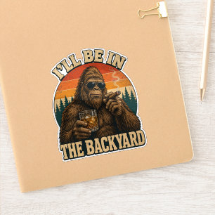 Bigfoot Backyard Whiskey & Cigar Retro Sunset  Sticker