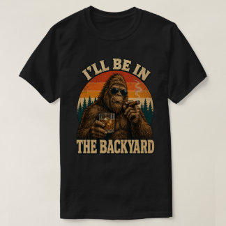 Bigfoot Backyard Whiskey & Cigar Retro Sunset  T-Shirt
