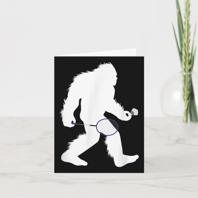 Bigfoot Badminton Player Sasquatch Shuttle  Card (Front)