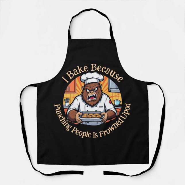 Bigfoot Baker Bake Instead of Punching Apron (Front)